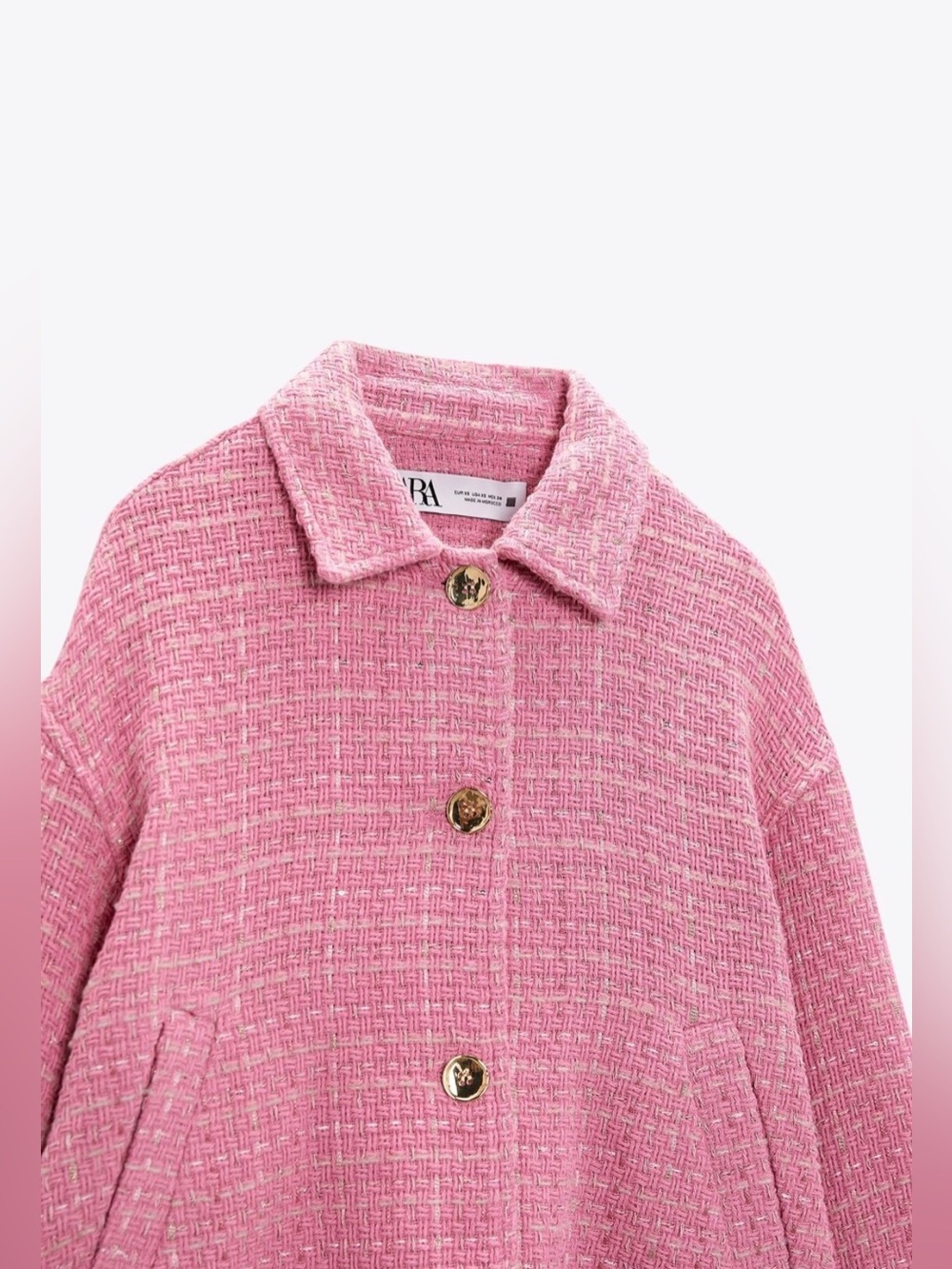 ZARA Bubblegum Pink Tweed Cropped Jacket - Picture 5 of 10